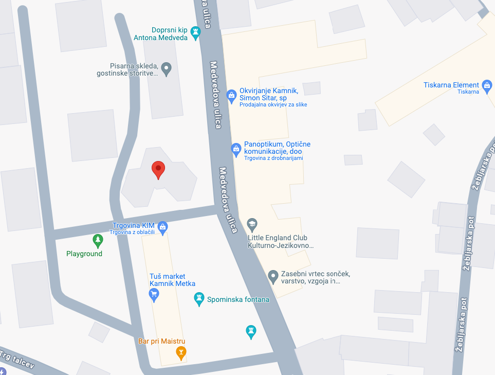 Lokacija Vrtec Sonček Kamnik